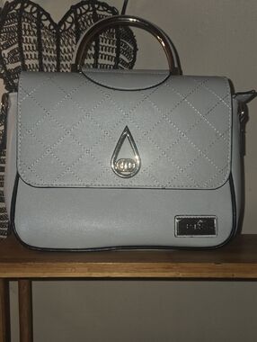 Quilted Top-Handle Satchel in Light Gray with Silver Hardware